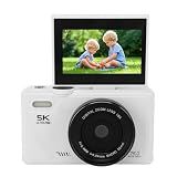 Câmera Digital De 75mp 5k- Zoom Digital 18x- Câmera Retro Sem Espelho Com Tela De 3 Polegadas- Equipada Com Foco Automático Inteligente De Alta Velocidade- Tecnologia De -Branco-