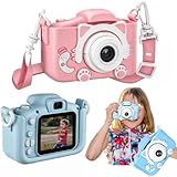 Câmera Digital Infantil Portátil 20MP Full HD Design Gatinho Filmadora Recarregável Rosa