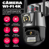 Camera Dupla Com Sirene 4k Camera Ip Camera Wireless Camera De Segurança Wifi 8 Mp Lente Dupla Zoom Vigilância Detecta Pessoas Dispara Alarme Camera Inteligente Camera Externa Camera A Prova Dagua