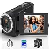 Câmera Filmadora 2-7K 50MP Full HD Para Vlogging No YouTube- Com Zoom Digital 16X- Função Webcam- Tela Giratória De 270-- Cartão SD De 32GB-2 Baterias-Gravação Contínua -Câmera De Vídeo
