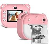 Câmera Fotográfica Infantil Máquina Fotográfica Instantanea Portátil 20MP 1080P HD Câmera De Vídeo 200 Dpi MP3 Jogos Zoom De 16X Time Lapse Recarregável Com Papel De Impressão Rosa