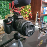 Camera Nikon Profissional D3200 Com Microfone Rode Lente 