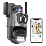 Camera Segurança Externa Lente Dupla 4k 6mp Sirene Policial Techstore P11