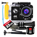 Câmera Sport 4k Prova D água Controle   32gb   Bateria Extra