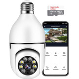 Camera Wifi Lampada Ip 360 Segurança Cartão De Memória 64gb