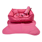 Caminha Casinha Gato Cachorro Kit 4 Peças Grande Cor Rosa