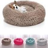 Caminha Nuvem Cama Pet Redonda Pelucia Para Cães Gatos DONUT FUNDO ANTIDERRAPANTE BORDAS ELEVADAS QUALIDADE PREMIUM Tam M MARROM 