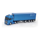 Caminhão Baú Refrigerado De Brinquedo Iveco S way Azul