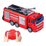 Caminhão Bombeiro De Controle Remoto C Bateria Recarregável Cor Vermelho
