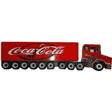 Caminhão Brinquedo Scania Bau Coca Cola Madeira 10 Eixos