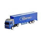 Caminhão Cargueiro Carreta Grande 33cm C- 8 Rodas 2 Cores Brinquedo Profissões -Azul-