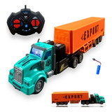 Caminhao Controle Remoto Recarregavel Truck Conteiner Blink Cor Verde