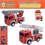 Caminhão De Bombeiro Com Luz Som E Fricção Brinquedo Infantil Modelos Escada Resgate Escada 