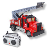 Caminhão De Controle Remoto Fire Truck Bombeiro 1 64 Com Luz