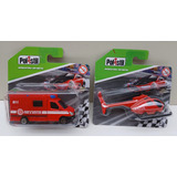 Caminhão Helicóptero Bombeiros Miniaturas Metal