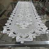 Caminho De Mesa 40x180cm Bordado Guipir Cinza