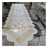 Caminho De Mesa 40x220 Trilho Guipir Bordado Renda Croche