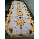 Caminho De Mesa Croche Flores Barroco