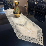 Caminho De Mesa Croche Trilho Bordado Renda Guipir 40x150cm