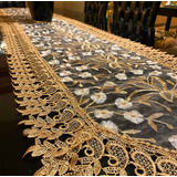 Caminho De Mesa Croche Trilho Bordado Renda Guipir 40x150cm