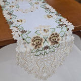 Caminho De Mesa Guippir Bordado Trilho Renda 2 20 Paris Luxo Cor Flor Marrom