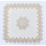 Caminho De Mesa Rendado Veneza Luxo Bege 85x85cm Jolitex