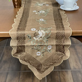 Caminho De Mesa Trilho 1 80 Organza Com Crochê Bordado Renda