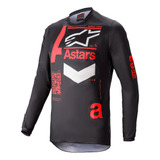 Camisa Alpinestars Fluid Chaser 21 Preto Vermelho Brilhante