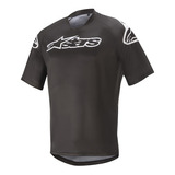 Camisa Alpinestars Racer V2 Manga Curta Preta Branca