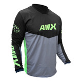Camisa Amx Prime Motocross Preto Neon