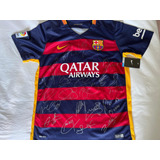Camisa Barcelona Mundial Fifa Autografada Elenco 2015 Messi