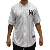 Camisa Baseball M10 Ny 2 Listrado Branco New York Hip Hop