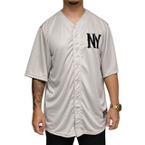 Camisa Baseball Plus Size M10 Dunk Ny Cinza Oversize