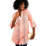Camisa Bata Saida Praia Luxo Branca Bordada Kimono Indiana