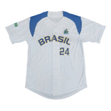 Camisa Beisebol Fujiya Baseball Bordada Brasil Branca F1