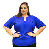 Camisa Blusa Plus Size Feminina Manga Curta Social Sport