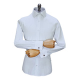 Camisa Branca Punho Duplo Italiana Texturizada