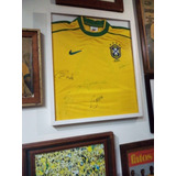Camisa Brasil 98 Autografada Emoldurada