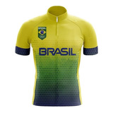 Camisa Brasil Ciclismo Infantil Bicicleta Confort