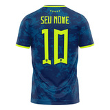 Camisa Brasil Feminina Azul 2022 Personalizada Com Seu Nome