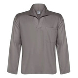 Camisa Brim Manga Longa Jaleco Uniforme Profissional Cinza