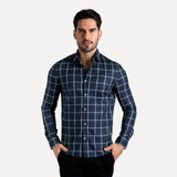 Camisa Calvin Klein Slim Fit Xadrez Azul Marinho
