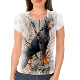 Camisa Camiseta Feminina Babylook Doberman Cachorros