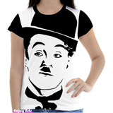 Camisa Camiseta Feminina Charles Chaplin Personalizada 2