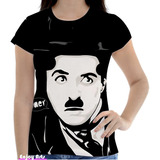 Camisa Camiseta Feminina Charles Chaplin Personalizada 5