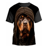 Camisa Camiseta Full 3d Rottweiler De Capuz Cão Gangster