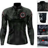 Camisa Camiseta Para Pesca Proteção Solar Uv50 Black Dry Fit