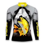 Camisa Camiseta Pesca Proteção Uv 50 Dryfit Dourado P012c5