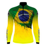 Camisa Camiseta Pesca Térmica Brasil Proteção Solar Uv 50