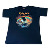 Camisa Camiseta Rainbow Rising Banda Rock 100% Algodão 
